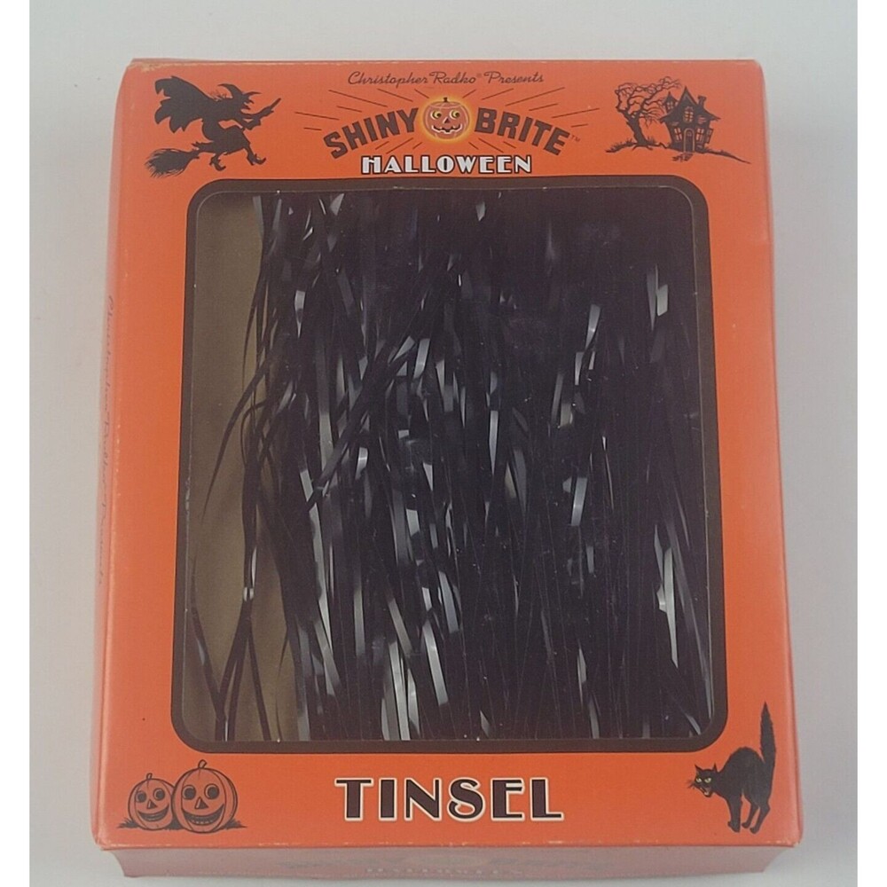 Shiny Brite Black Halloween Tinsel Christopher Radko Decorations
